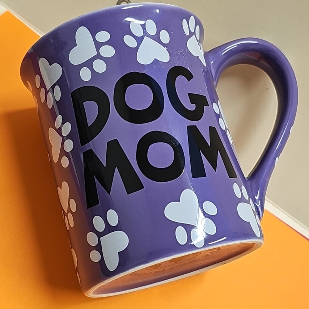 Our Name Is Mud "Dog Mom" 16 oz Purple Ceramic Coffee Mug